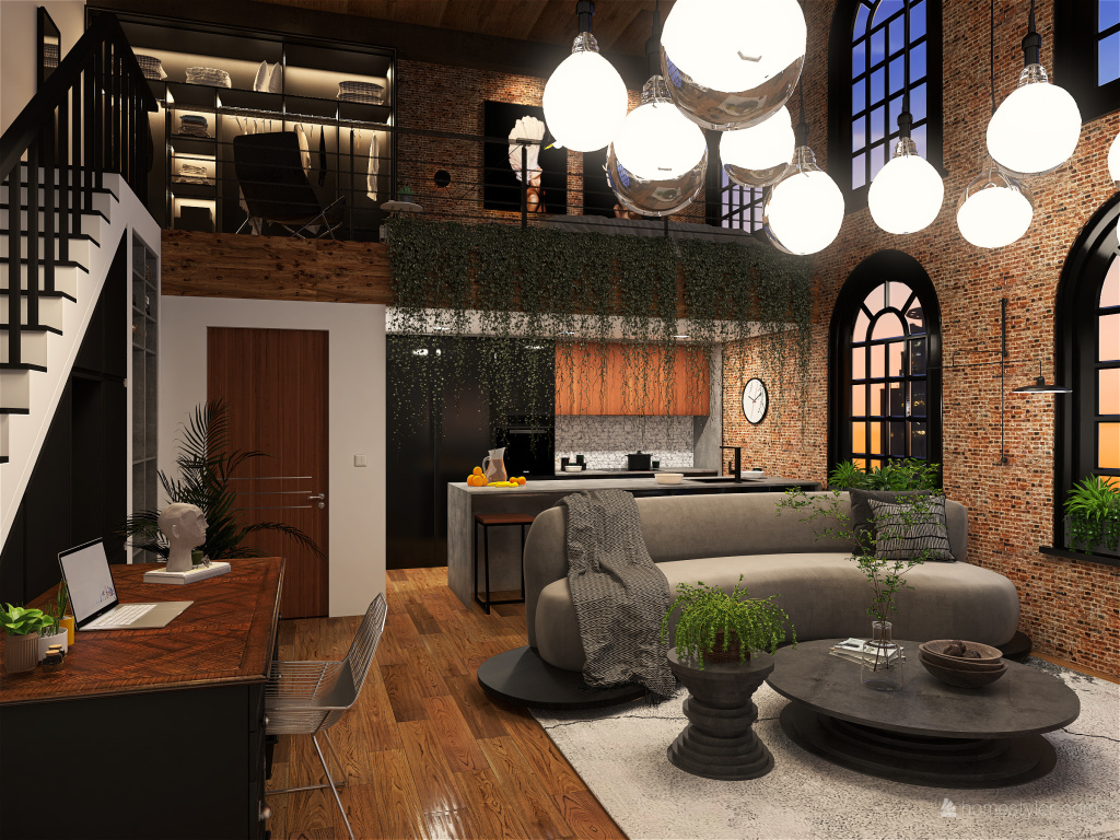 Urban Jungle Loft 3d design renderings