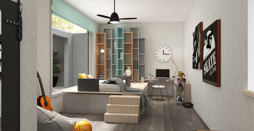 Modern White Black ColorScemeOther Kids Room 3d design renderings