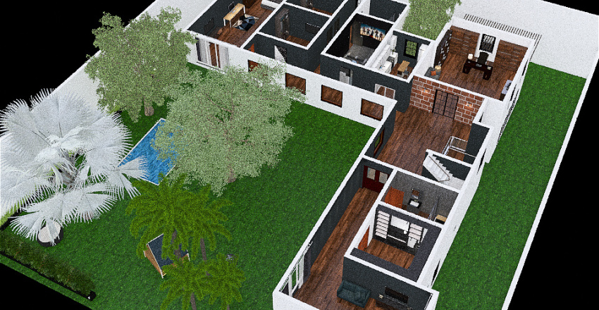 Casa en L 3d design renderings