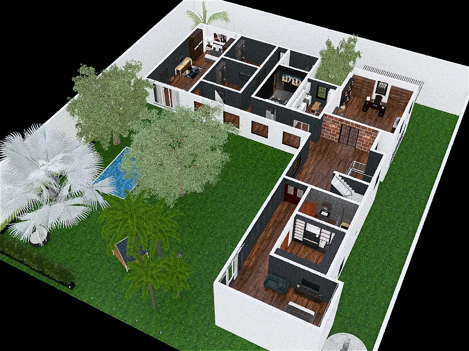 Casa en L 3d design renderings