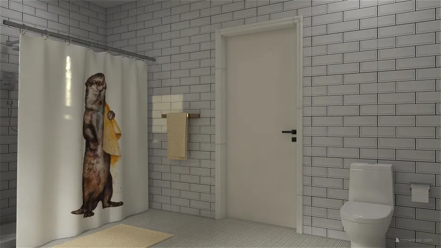 Modern White Black ColorScemeOther Second Bathroom 3d design renderings