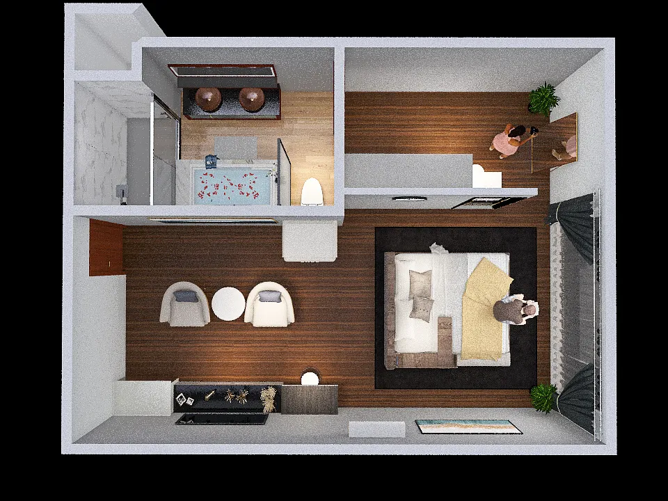 Detail Interior Kamar Hotel Suite 3d design renderings