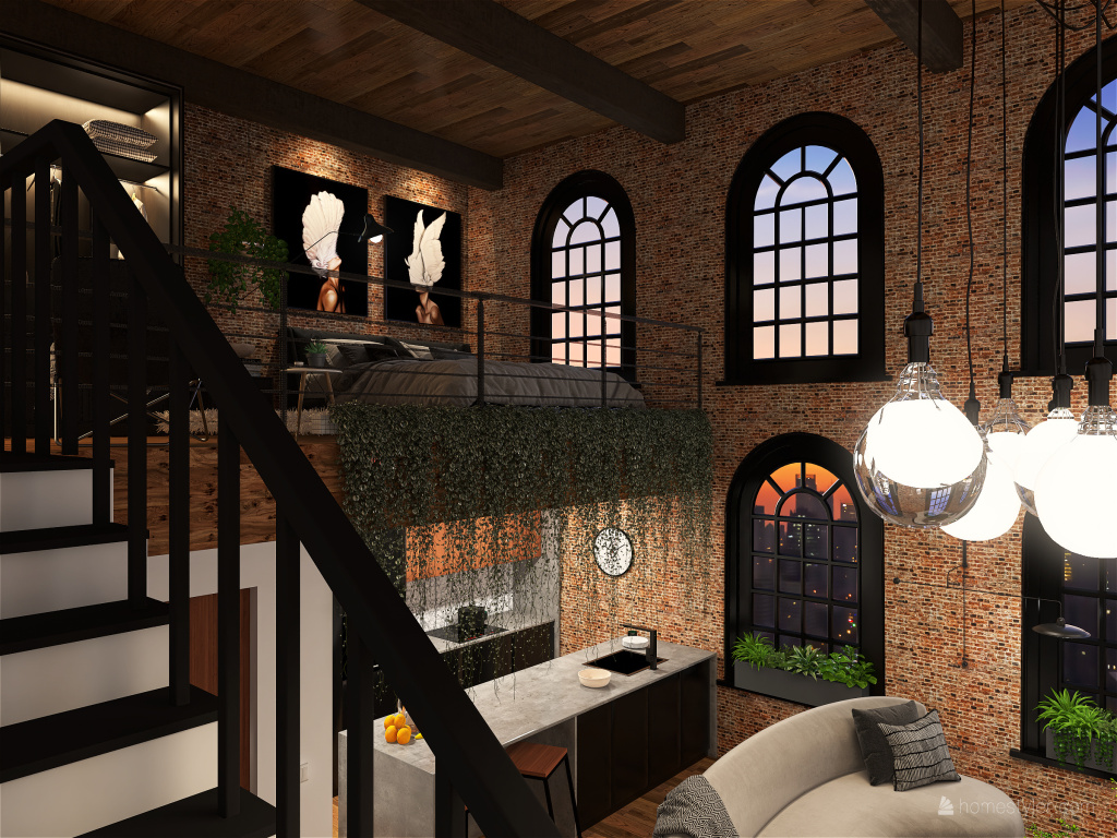 Urban Jungle Loft 3d design renderings