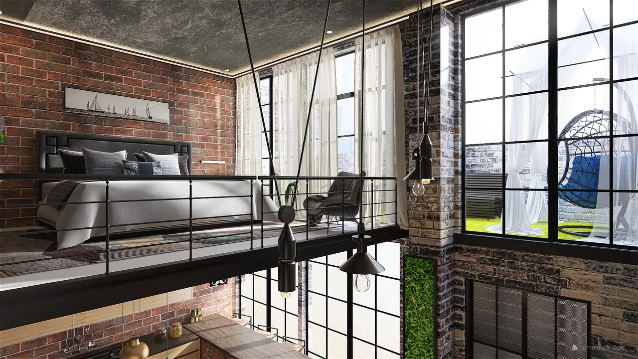 Indusrtial Loft 3d design renderings