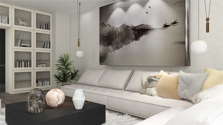 Modern White Black ColorScemeOther Living Room1 3d design renderings