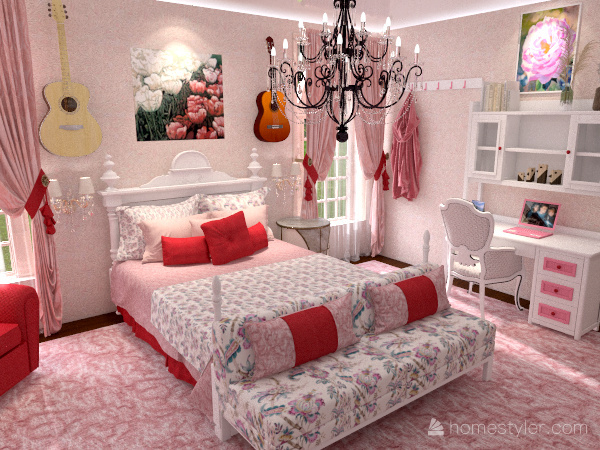 Girl's Modern Room Interior Design Render