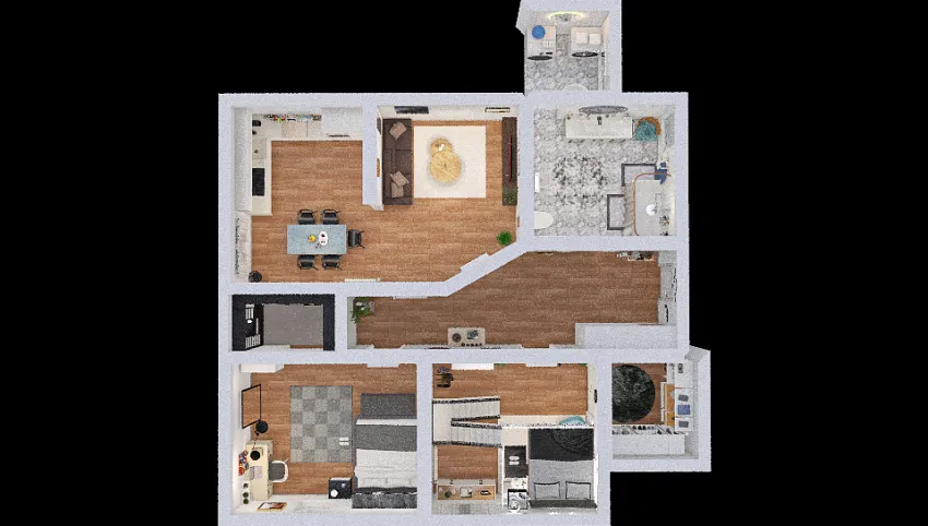 three-room apartment 3d design picture 126.4