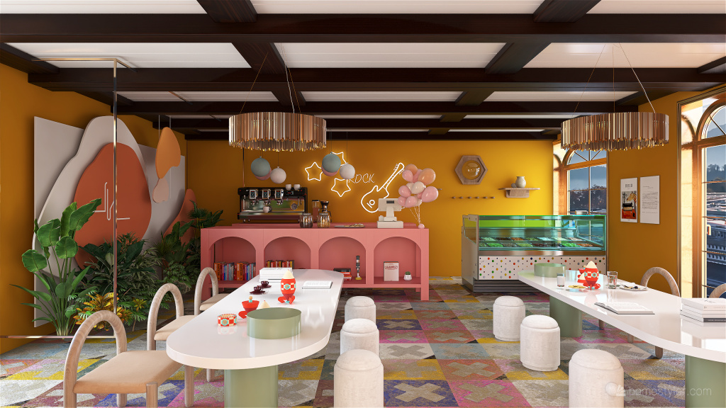 Playful time coffee and ice cream 3d design renderings
