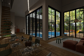 indosesian villa Design Rendering