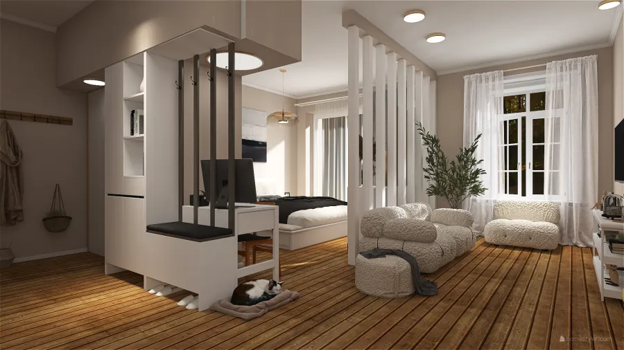 small studio apartment 3d design renderings