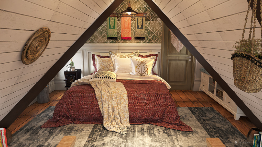 Farmhouse Rustic Bavarian house Red WoodTones 3d design renderings