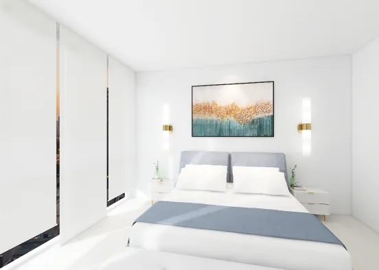 Modern Minimalistic Bedroom Design Rendering