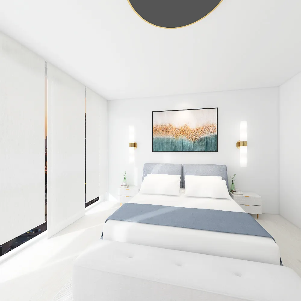 Modern Minimalistic Bedroom 3d design renderings