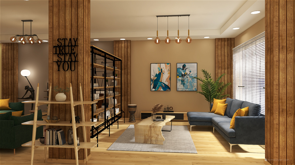Modern Furniture Gallery WarmTones Red Yellow WoodTones 3d design renderings