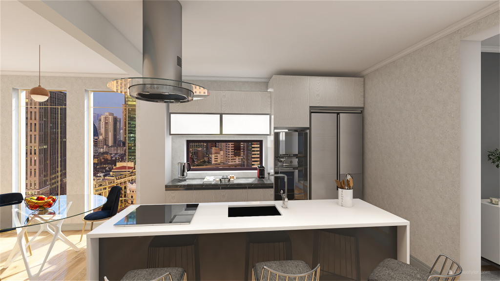 Kitchen, Living and dining room, Bedroom 3d design renderings