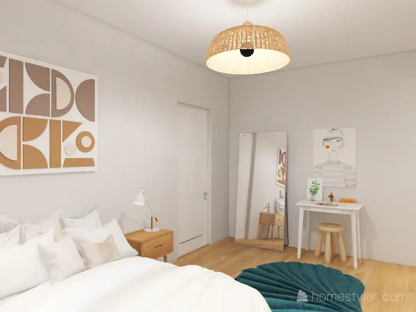 red and dark wood one-bedroom 3d design renderings