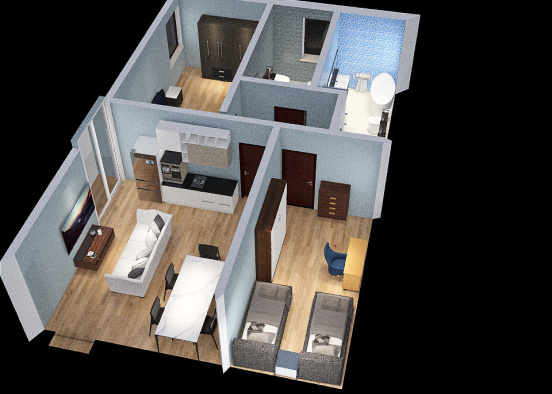 appartamento 70 mq Design Rendering