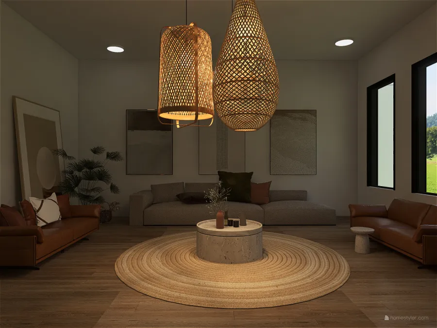 living - lounge - kitchen 3d design renderings