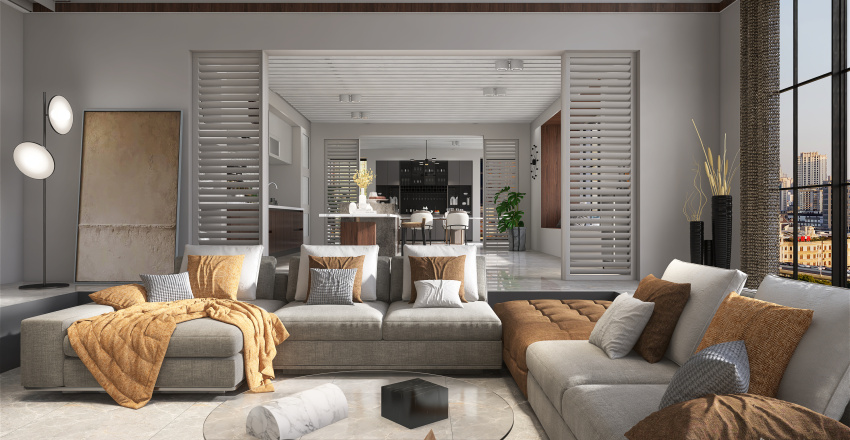Contemporary StyleOther Grey ColdTones Living Room 3d design renderings