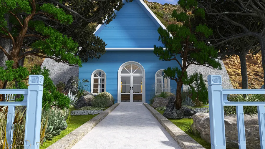 maison bleue 3d design renderings