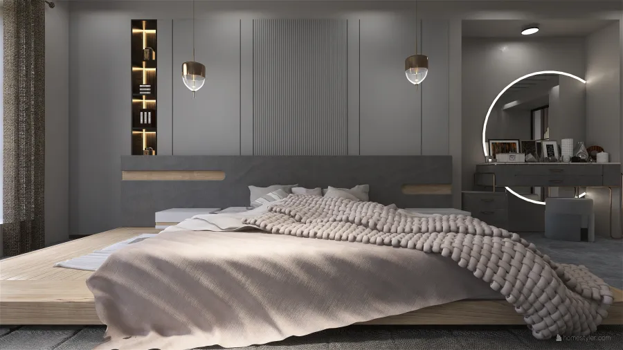 Contemporary StyleOther Grey ColdTones Bedroom 3d design renderings