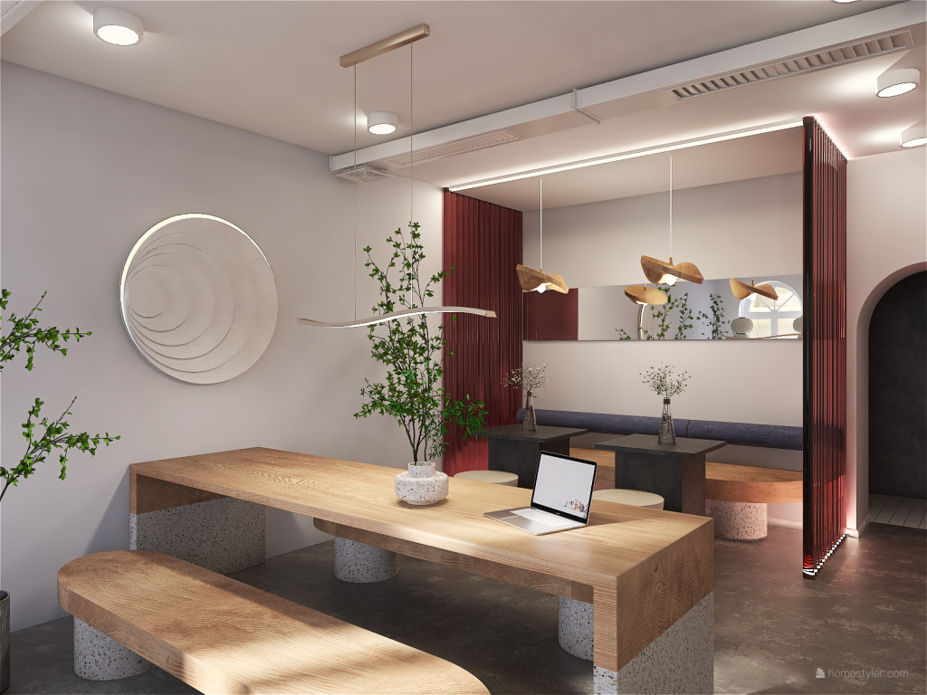 Modern MONTE COFFEE Red Grey 3d design renderings