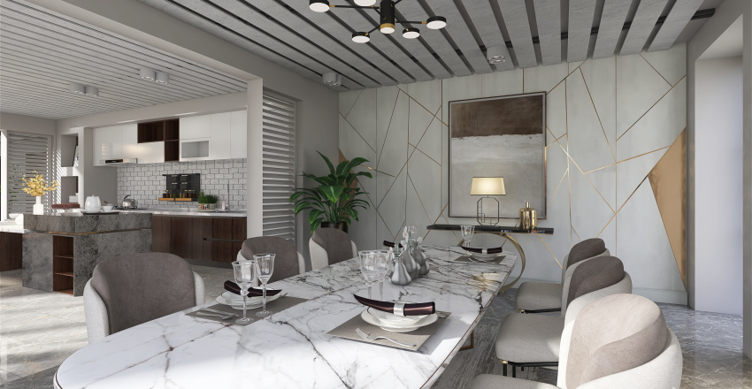 Contemporary StyleOther Grey ColdTones Dining Room 3d design renderings
