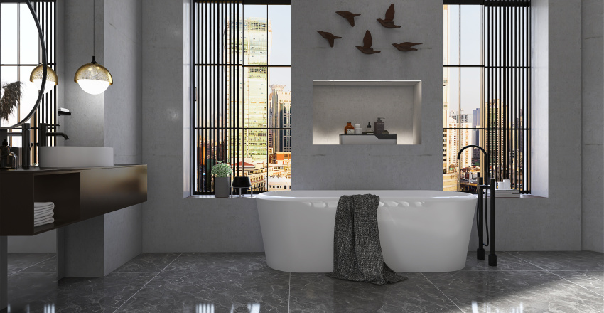 Contemporary StyleOther Grey ColdTones Bathroom 3d design renderings