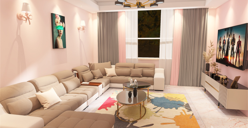Reception+Living 3d design renderings