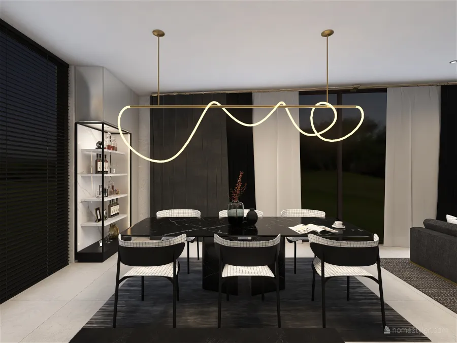 Modern Ebony & Ivory Black 3d design renderings