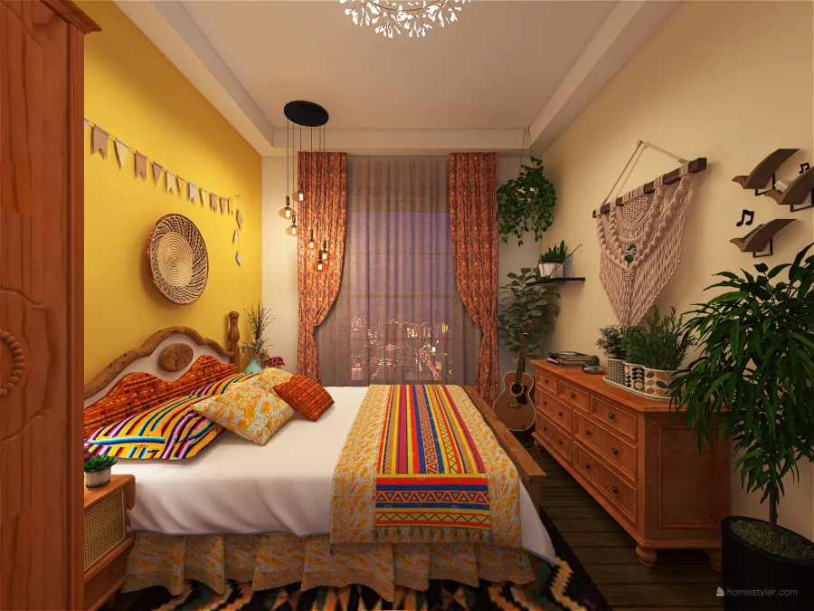 Bohemian StyleOther bohemian style residential villa Blue Green Orange Purple Yellow Red 3d design renderings