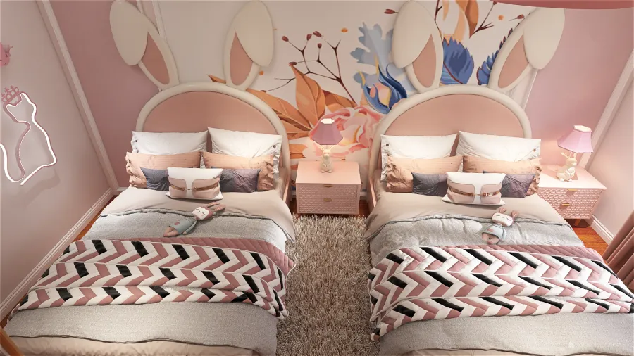 BED ROOM FOR GIRL 3d design renderings