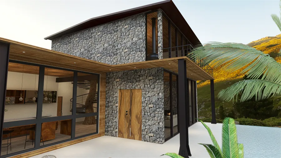 Modern manssão na montanha WoodTones ColorScemeOther 3d design renderings