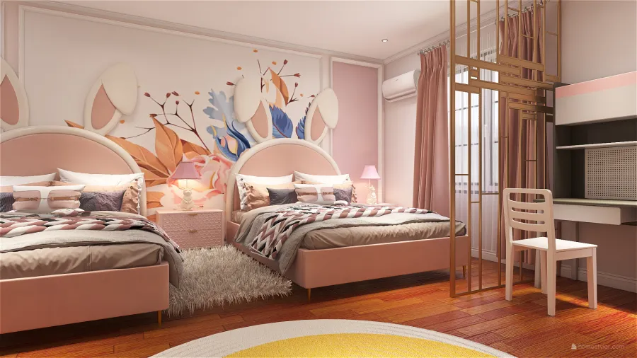 BED ROOM FOR GIRL 3d design renderings