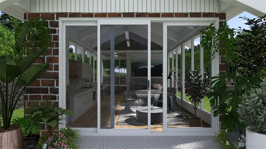 Modern Minimalist Open Floor Plan Tiny House 3d design renderings