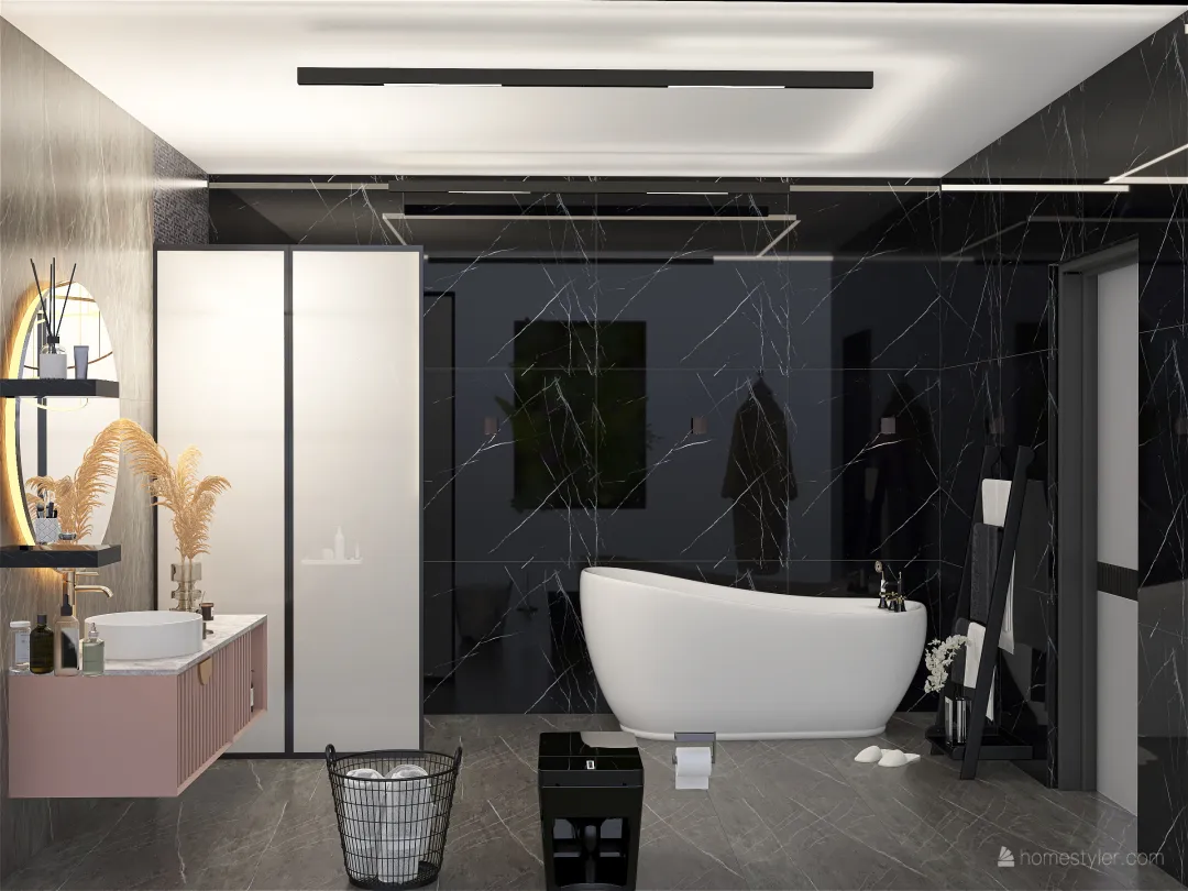 ванная темная 3d design renderings