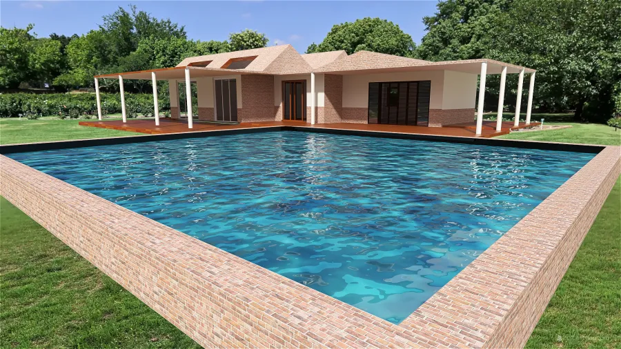casa con piscina 3d design renderings