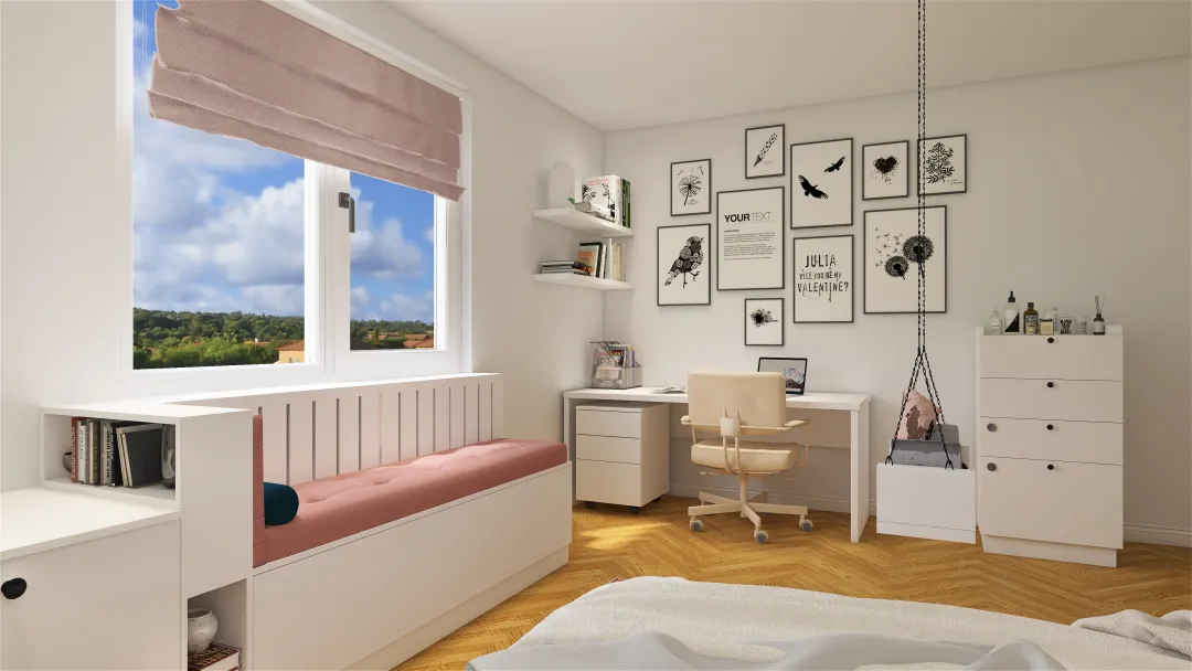 The girl's bedroom 3d design renderings