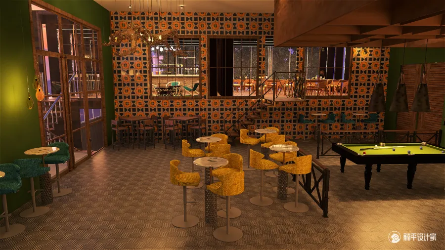 Industrial Sisterhood Pub and Restaurant Black ColorScemeOther 3d design renderings
