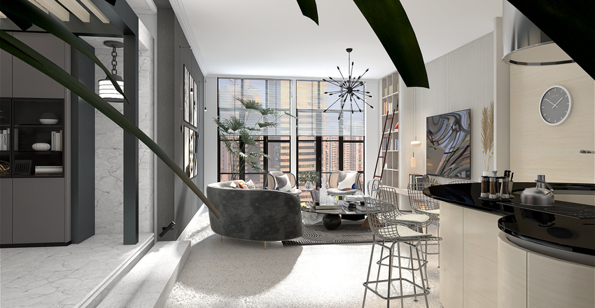 City Apartment, Shadow Grey Interior Design Render