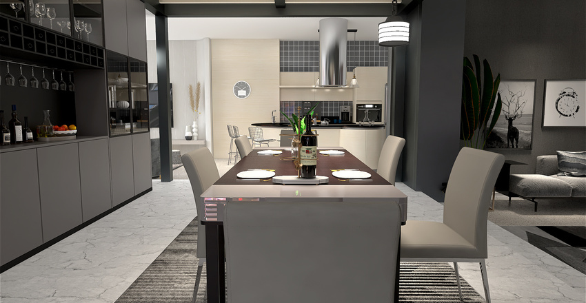City Apartment, Shadow Grey Interior Design Render