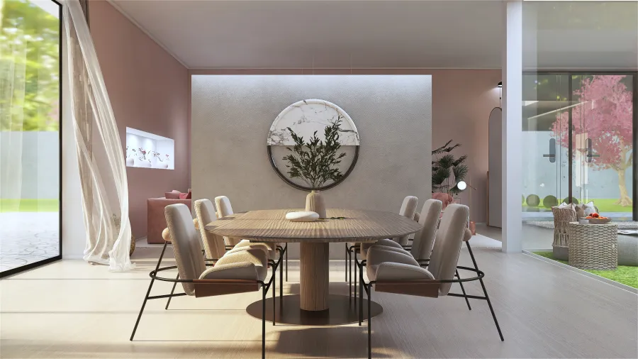 Contemporary StyleOther Red Living and Dining Room 3d design renderings