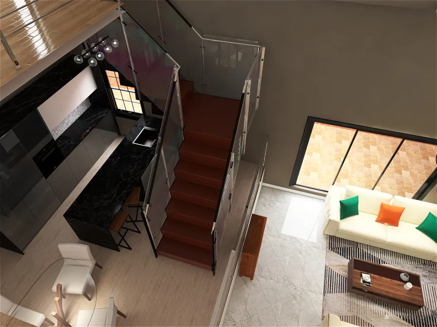 High Ceilings two story-house 3d design renderings
