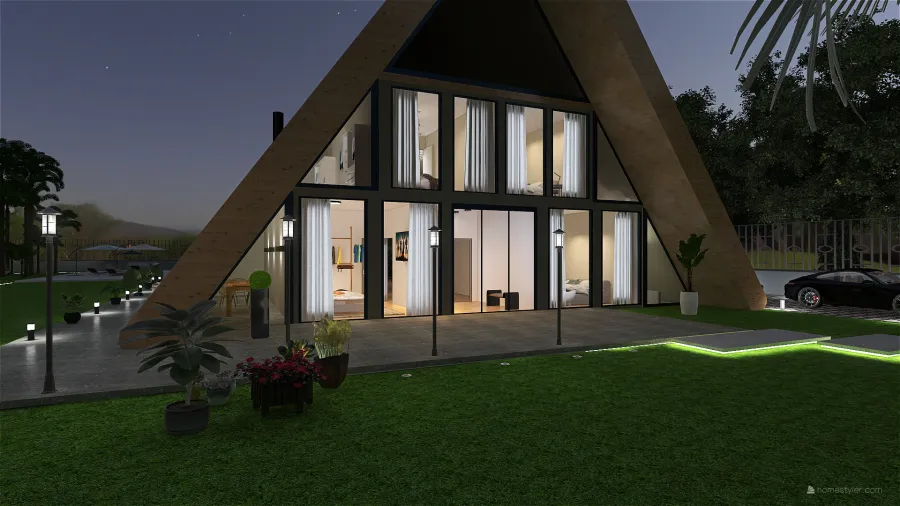 Modern Traditional A  House project WoodTones 3d design renderings
