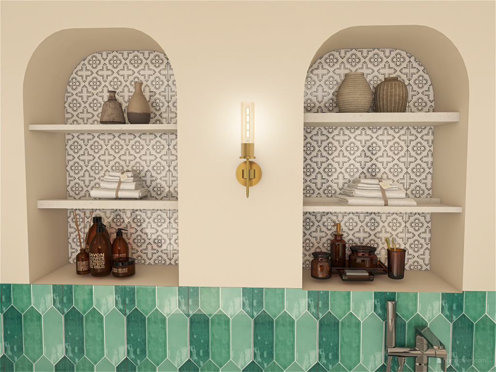 MOROCCAN BATHROOM 3d design renderings