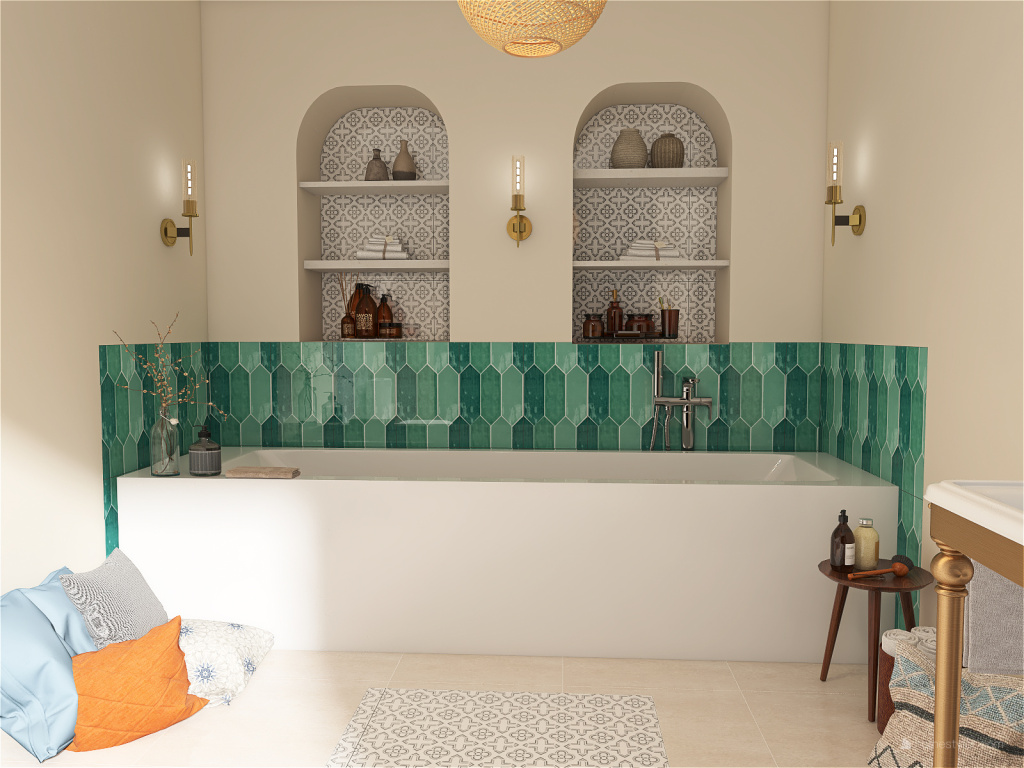 MOROCCAN BATHROOM 3d design renderings