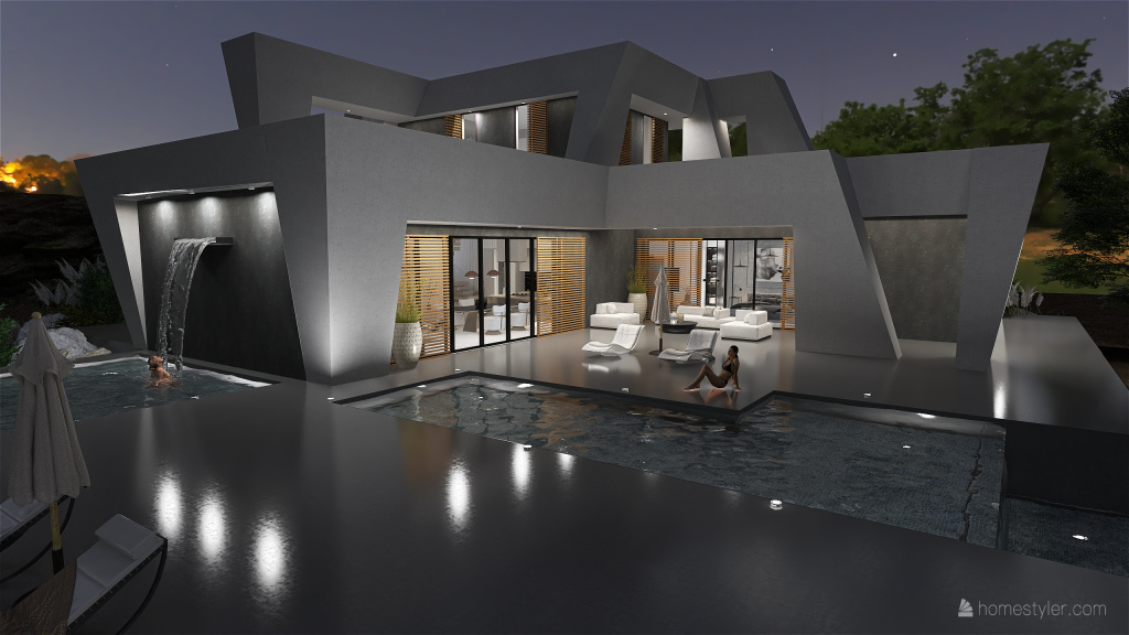 Modern Casa de diseño en el bosque ColorScemeOther Grey 3d design renderings