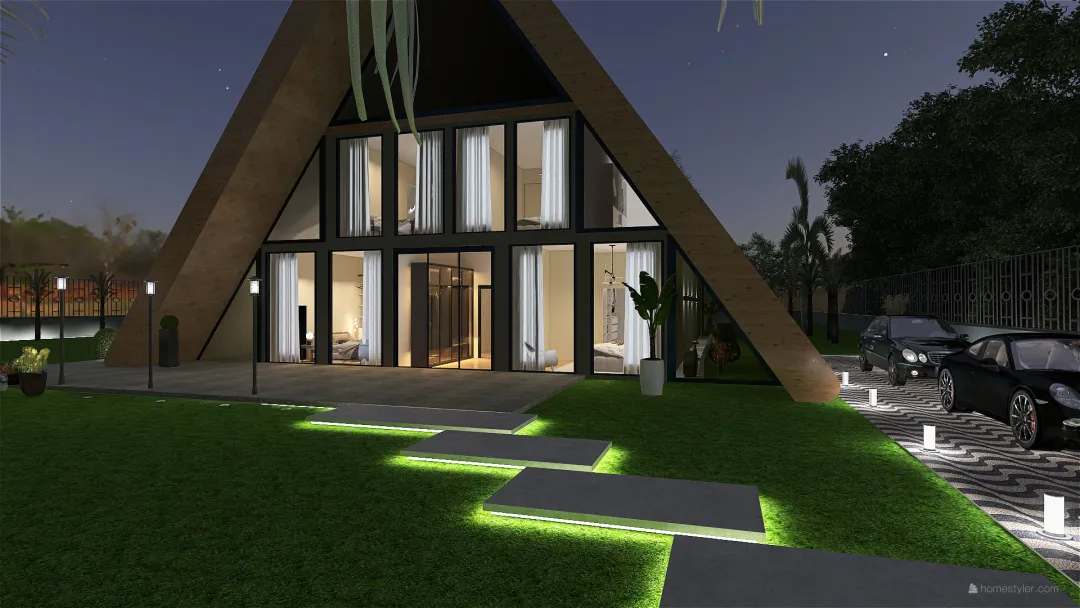 Modern Traditional A  House project WoodTones 3d design renderings