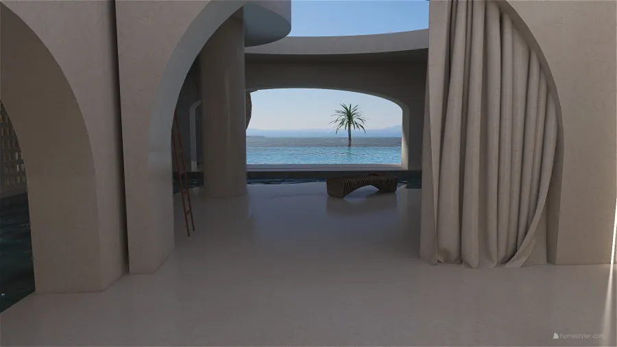 Costal Yellow Living Room 3d design renderings
