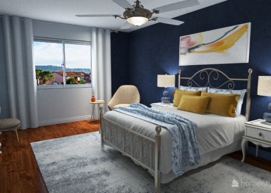 Uplifting Transitional Style Bedroom Design Rendering